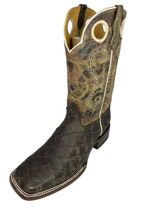 FISH BOOT DARK BROWN SQUARE TOE PRINT