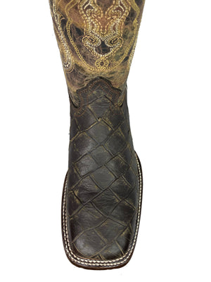 FISH BOOT DARK BROWN SQUARE TOE PRINT