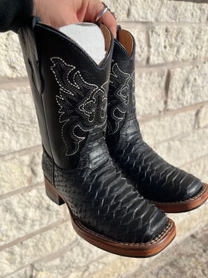 Danny Black python print kids boots