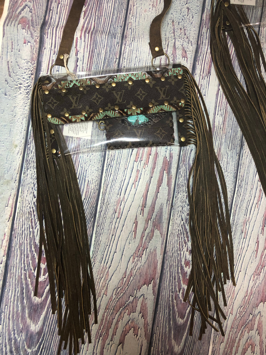 Clear fringe crossbody