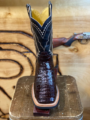 BR BOOTS : SQUARE TOE CAIMAN BELLY PU TABACO