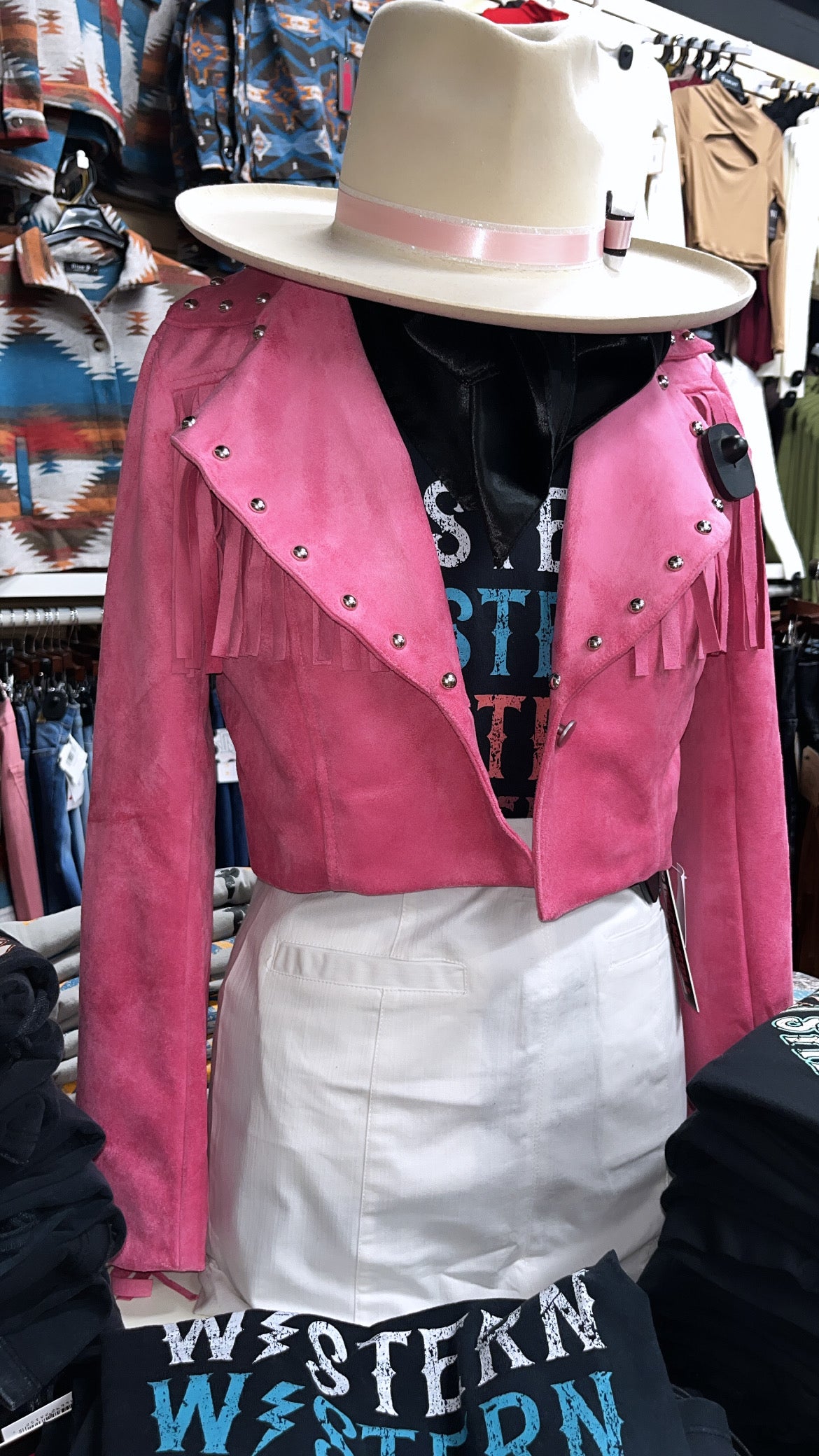 “ Madisyn “  | WOMEN BLAZER  JACKET PINK WITH FRINGE