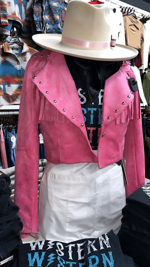 “ Madisyn “  | WOMEN BLAZER  JACKET PINK WITH FRINGE