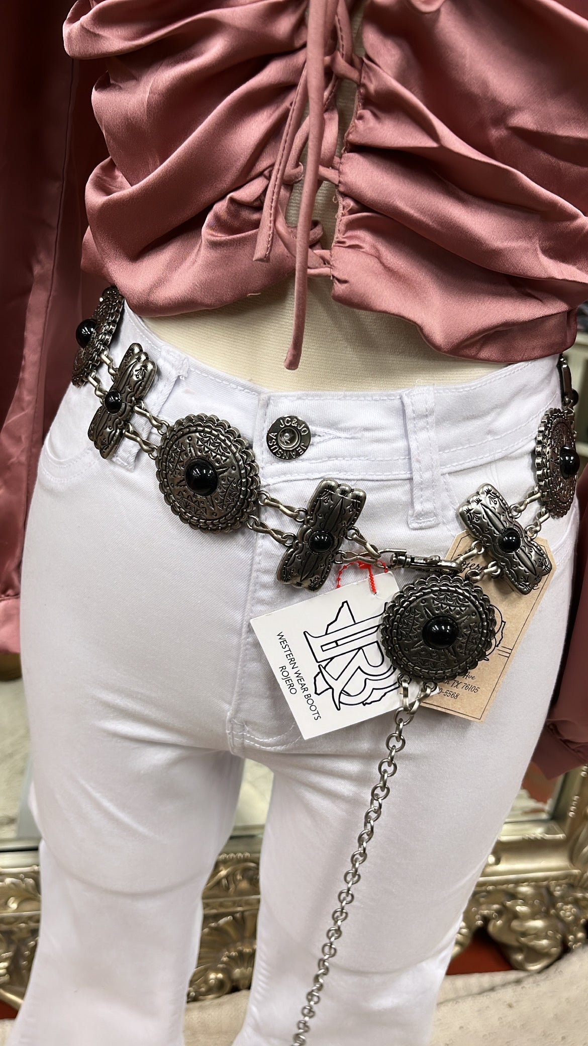 KAREN BLACK CONCHO BELT