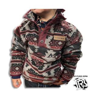 CINCH GREY AZTEC FLEECE PULLOVER KIDS BOYS SWEATER