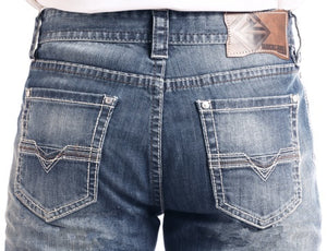 Double Barrel Straight Leg Reflex Jeans in Medium Wash Style Number M1R2396 ROCK & ROLL DENIM