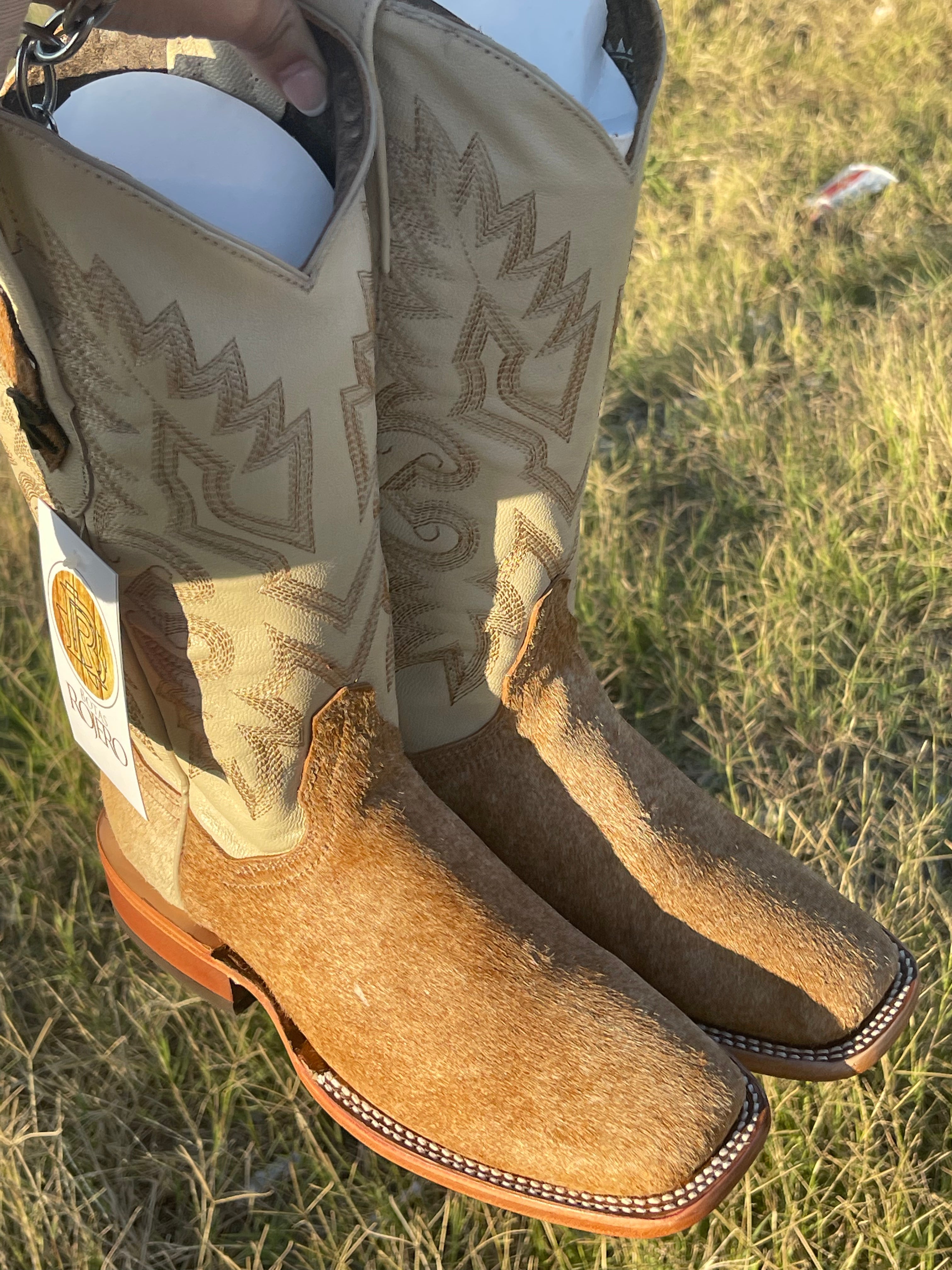 WOMEN COWHIDE BOOTS | SQUARE TOE BROWN COWHIDE