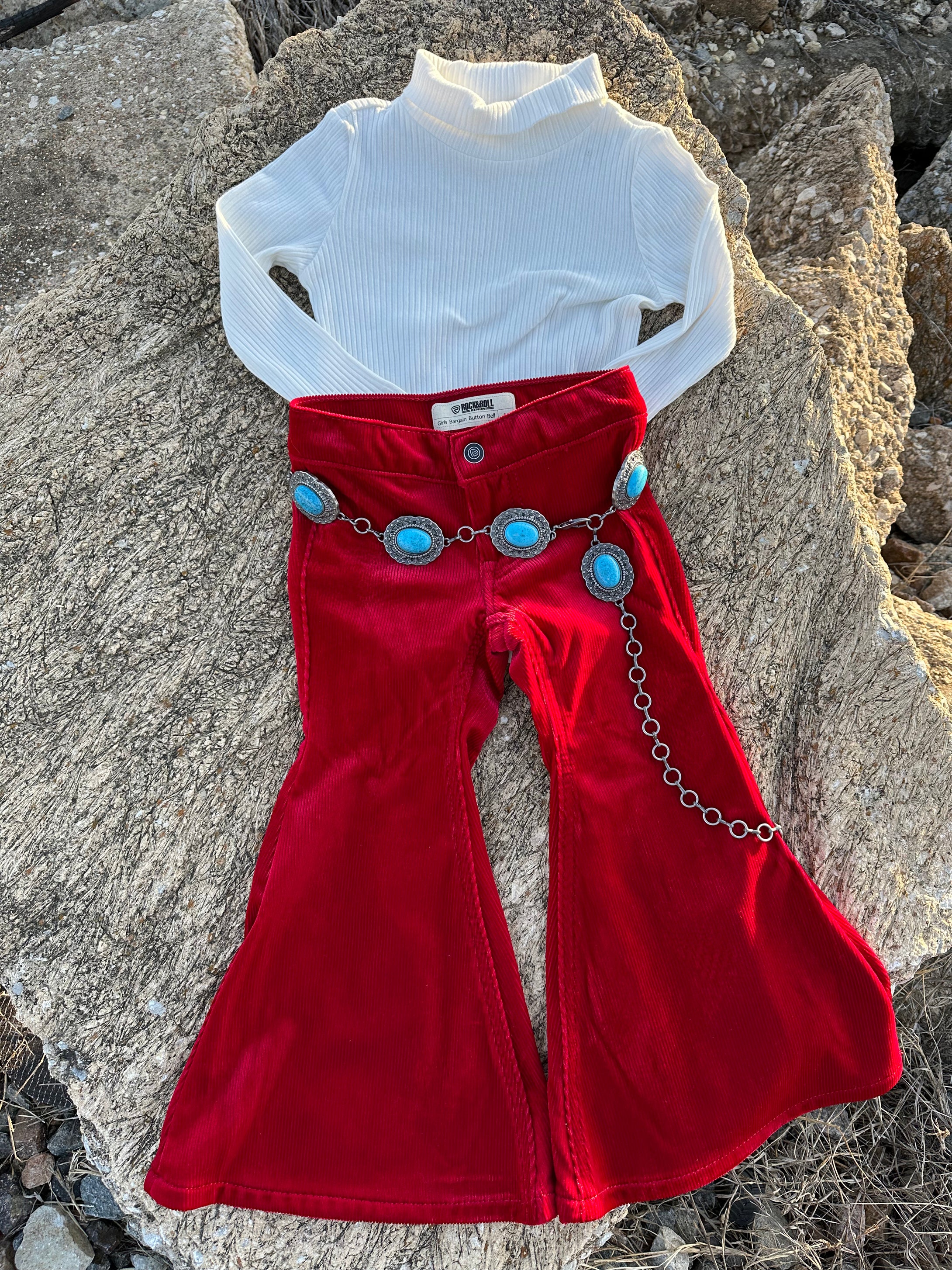Red corduroy bell bottoms sale