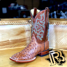 Load image into Gallery viewer, OSTRICH COGNAC ORIGNAL | JUSTIN BOOTS MEN SQUARE TOE WESTERN BOOTS