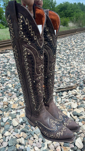 “ Isella “ Chocolate  | Women Western Tall Boots style vd0028