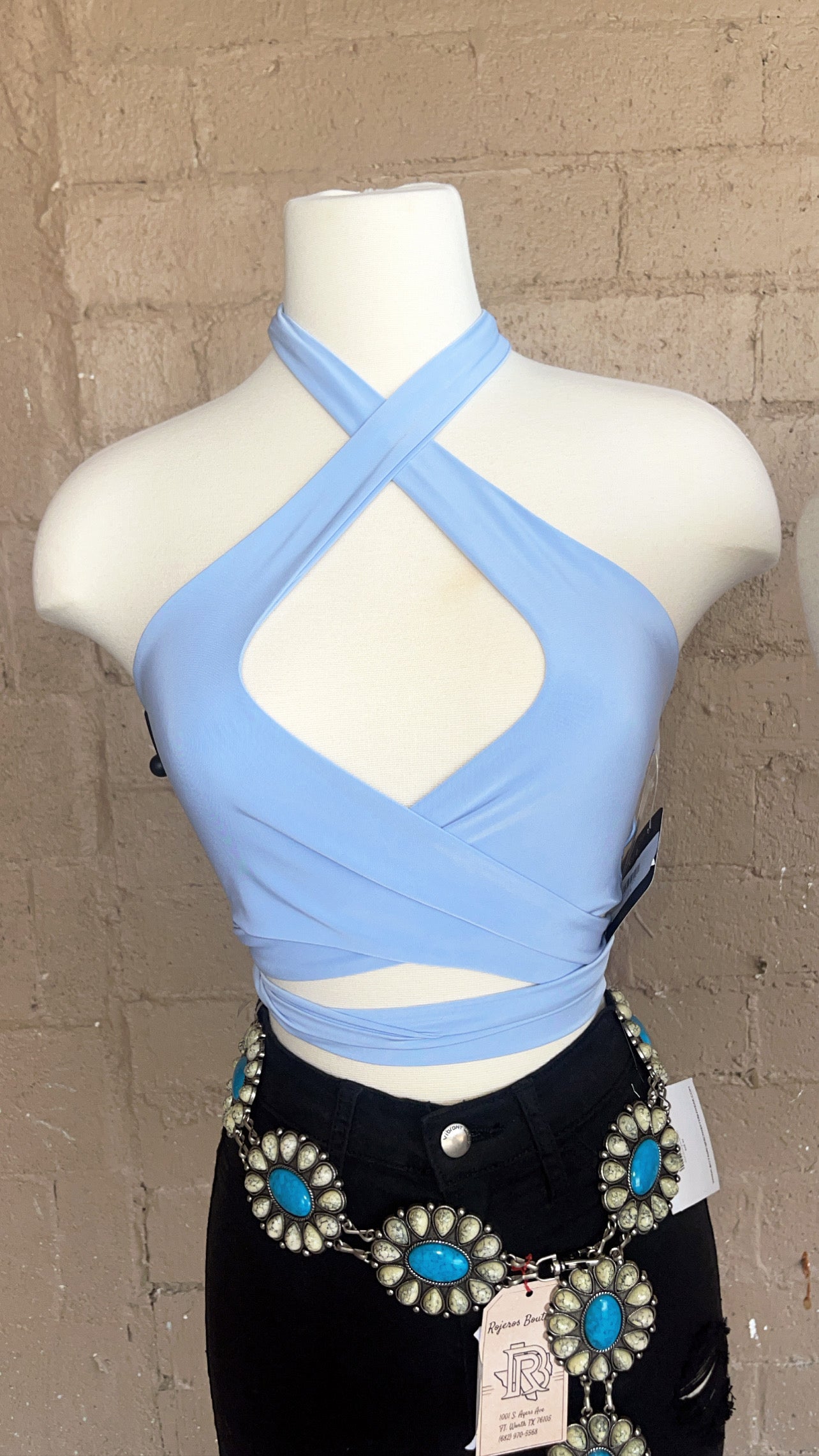NICOLE LIGHT BLUE SLEEVELESS TOP