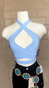 NICOLE LIGHT BLUE SLEEVELESS TOP