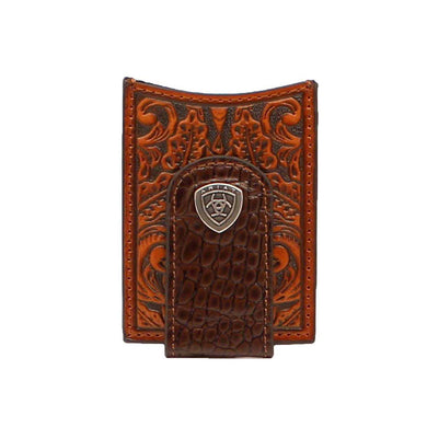 ARIAT MEN WALLET TOOLED LEATHER MONEY CLIP A3542502