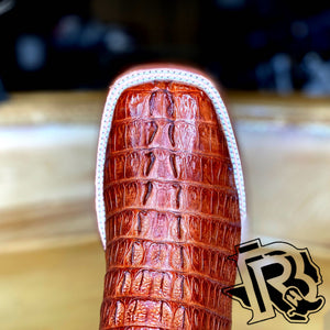 ORIGNAL -CAIMAN TAIL COGNAC | MEN WESTERN SQUARE TOE BOOTS
