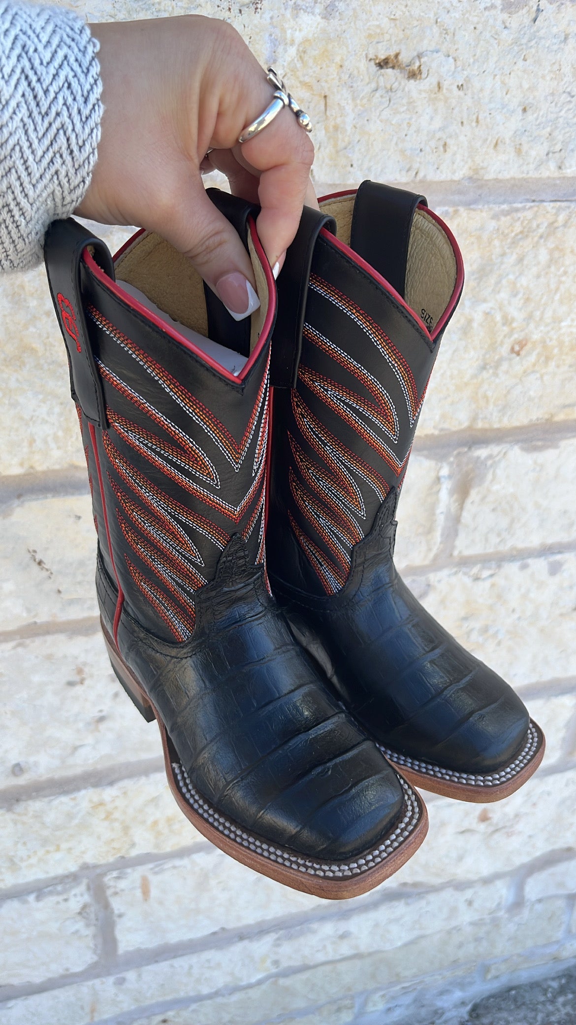 KIDS ANDERSON BEAN BOOTS BLACK CAIMAN PRINT | ABK3005