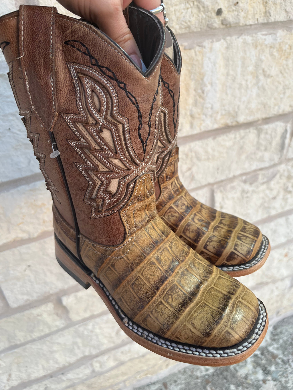 CAIMAN BELLY PRINT | ORIX KIDS SQUARE TOE BOOTS