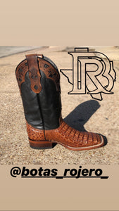 CAIMAN HORN BACK ORIGNAL | TAN SQUARE TOE MEN BOOTS