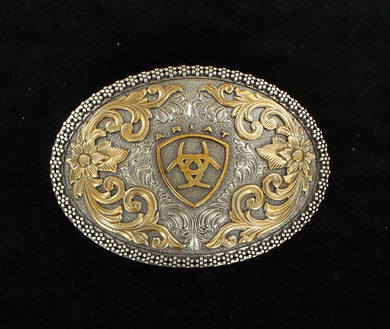 ARIAT ANTIQUE SILVER AND GOLD OVAL BUCKLE A37005