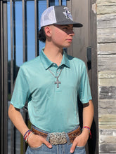 Load image into Gallery viewer, “ Colton “ |  SHORT SLEEVE PRINTED POLO TEAL