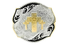 Load image into Gallery viewer, Triple Cross Engraved 2 Tone Buckle by Taylor Brand TBB4000TC