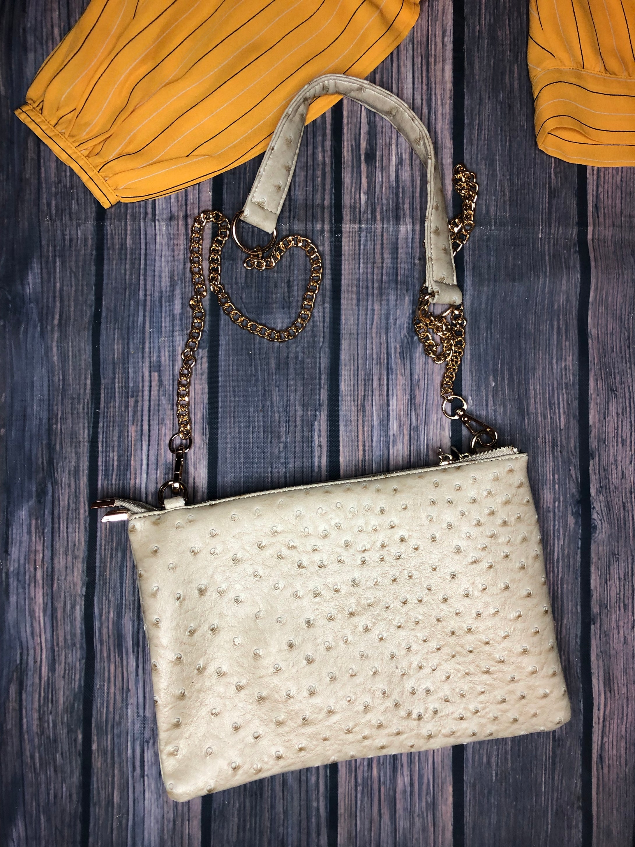 Cream ostrich crossbody