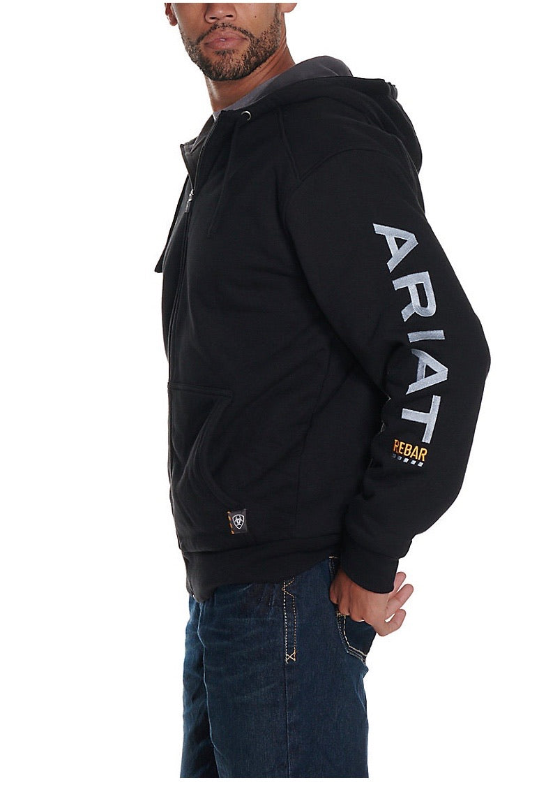 Ariat Men s Rebar All Weather Full Zip Work Hoodie Black