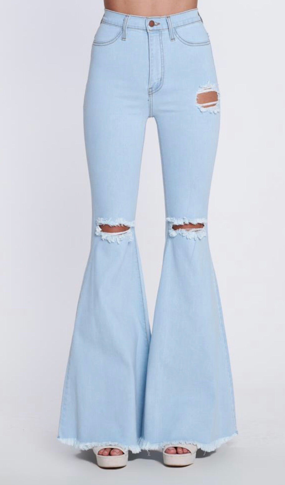 Light wash bell bottoms