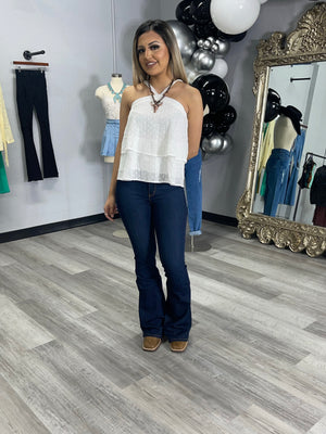 HALTER NECK LAYERED TOP IVORY