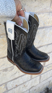 “ Israel “ | Anderson Bean Kids Black  Ostrich Print Boots | ABK3015