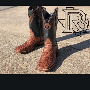 CAIMAN HORN BACK ORIGNAL | TAN SQUARE TOE MEN BOOTS