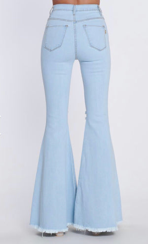 Light wash bell bottoms