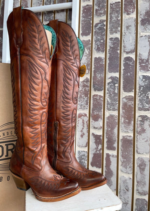 WOMAN’S CORRAL BOOTS | Cognac Black Stitched E1507