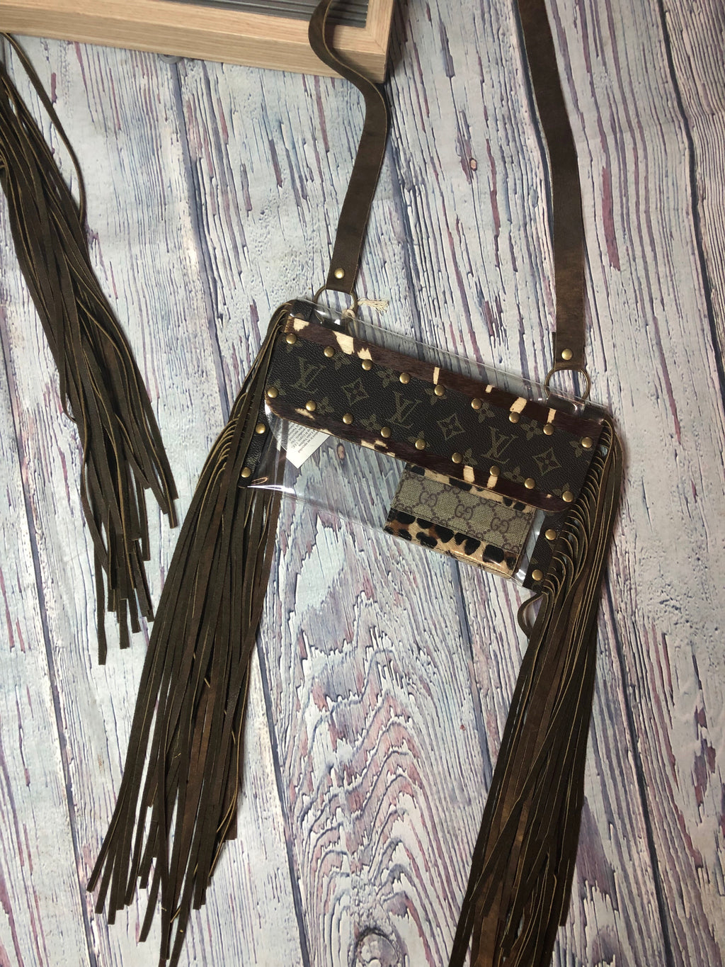 Clear fringe crossbody