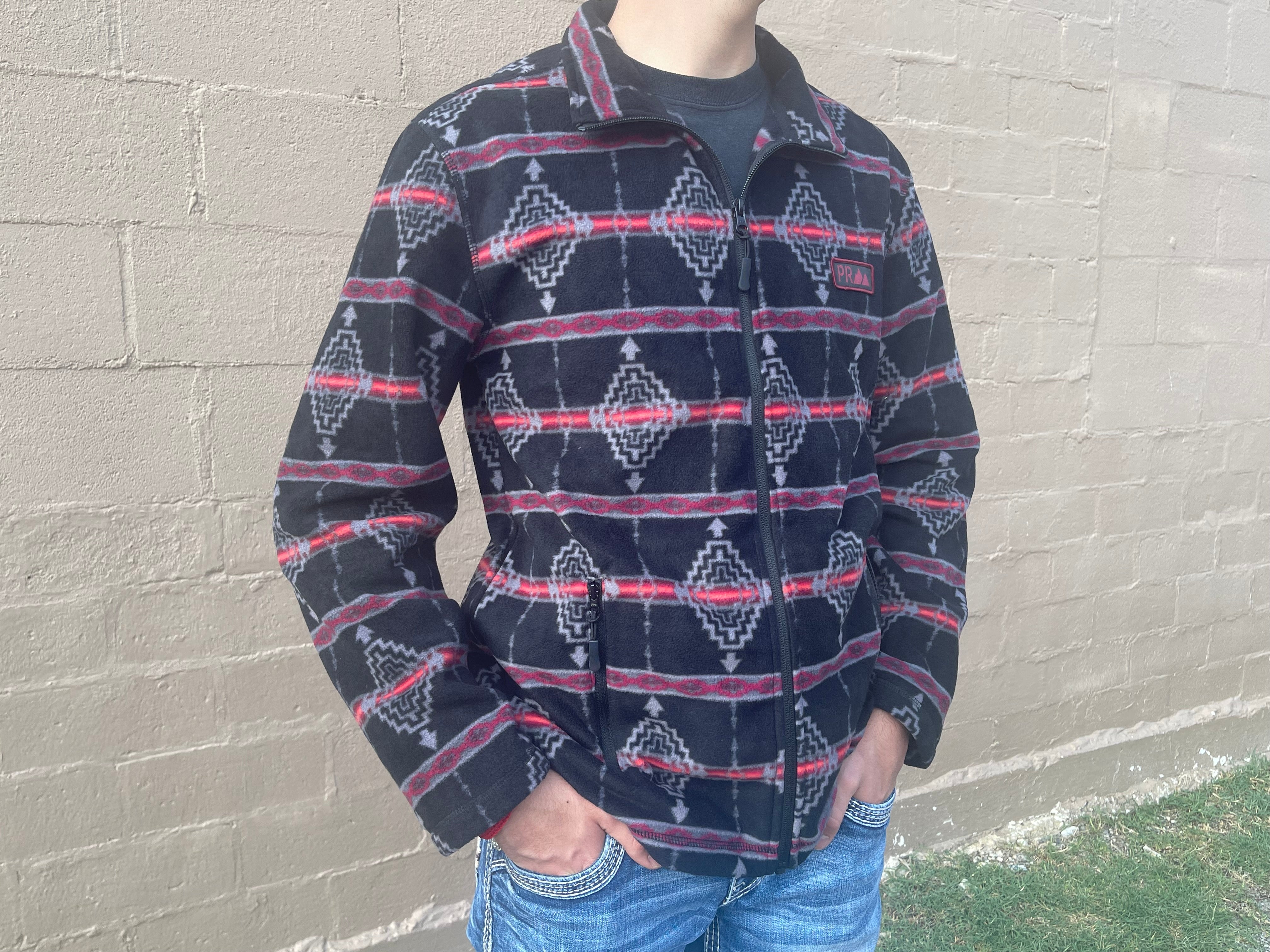 “ Daxton “ | AZTEC RED MEN FULL ZIP UP SWEATER 92-1040