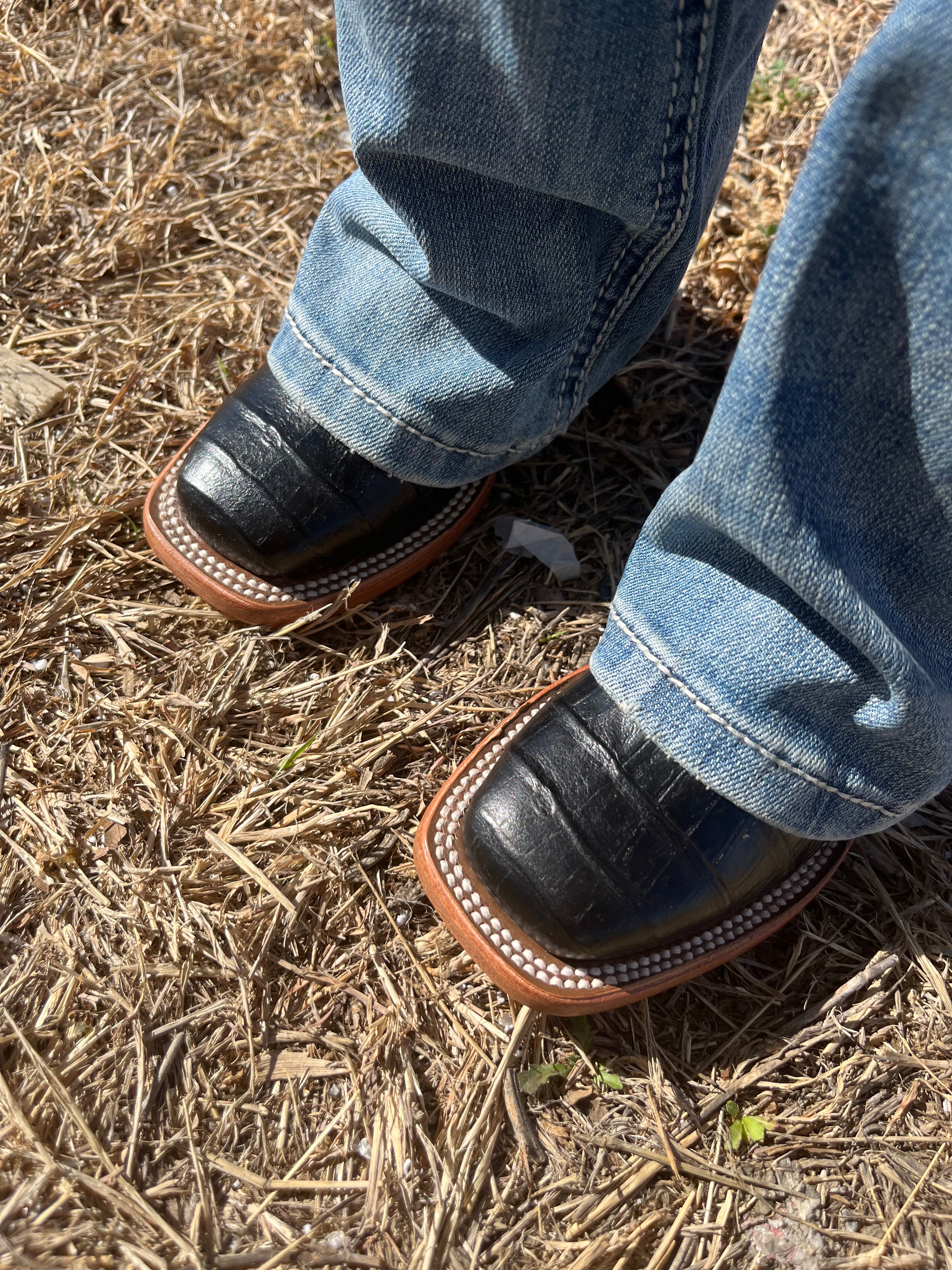 KIDS ANDERSON BEAN BOOTS BLACK CAIMAN PRINT | ABK3005