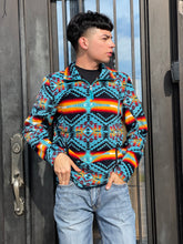 Load image into Gallery viewer, “ Jackson  “ | MENS AZTEC FLEECE PULLOVER TEAL ROCK &amp; ROLL | PRMO91RZXV2