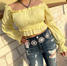 Load image into Gallery viewer, CASANDRA L.YELLOW OFF SHOULDER TOP | HF22E115