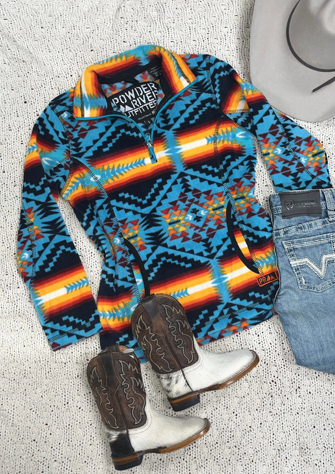 Mens aztec sales quarter zip pullover