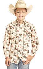 Load image into Gallery viewer, DALE BRISBY BOYS&#39; TAN CACTUS PRINT LONG SLEEVE WESTERN SHIRT (B8S8102)
