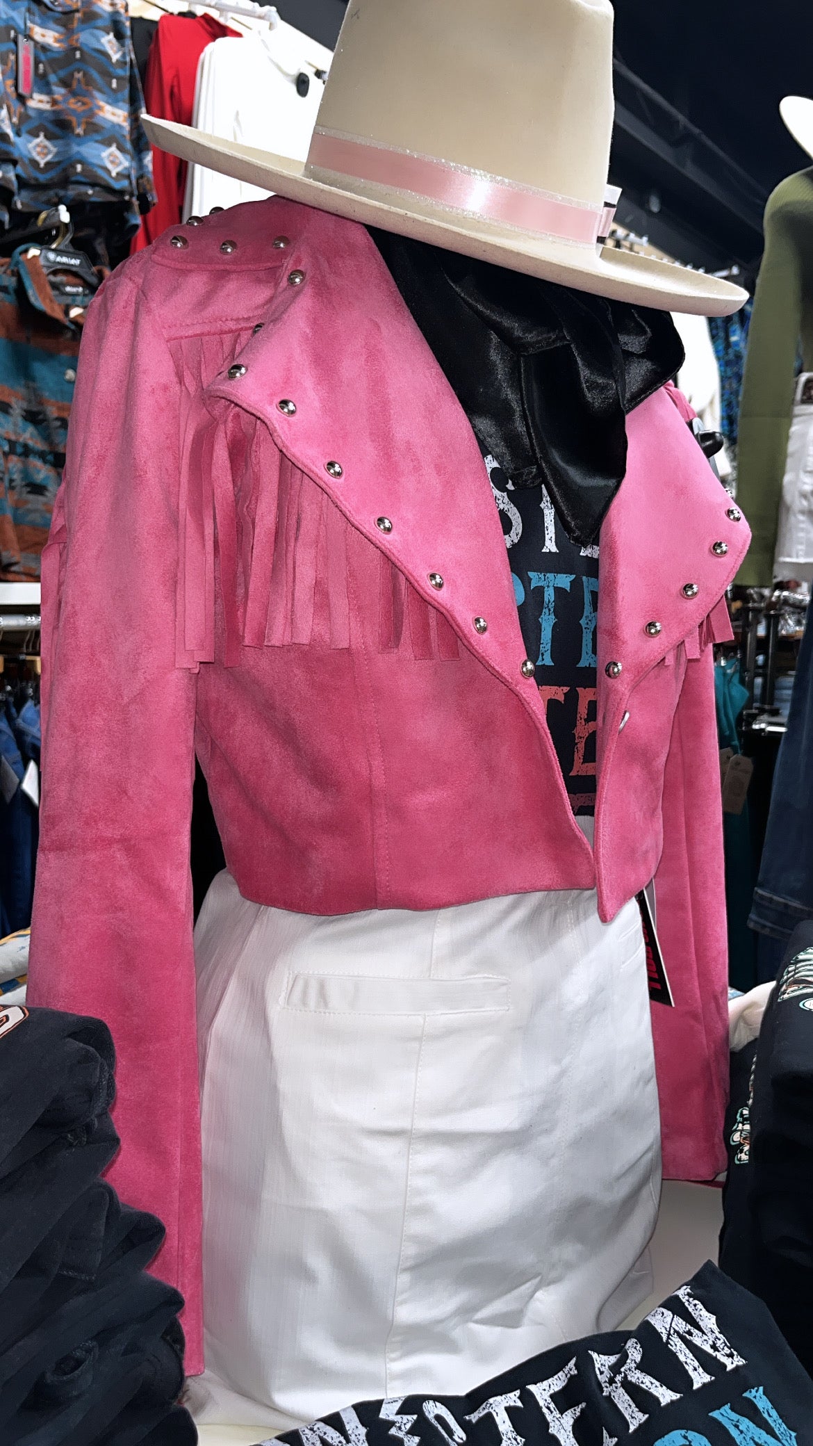 “ Madisyn “  | WOMEN BLAZER  JACKET PINK WITH FRINGE